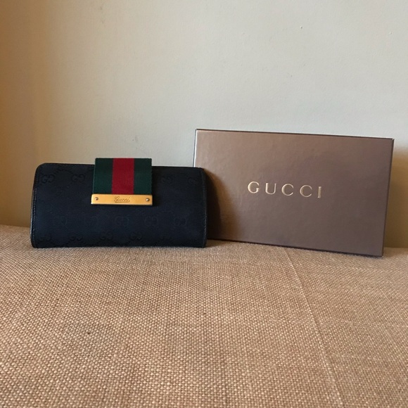 Gucci Handbags - Gucci Signature Web Wallet Double GG